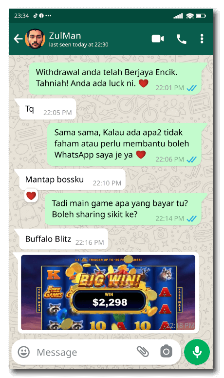 ZulMan WhatsApp testimonial preview